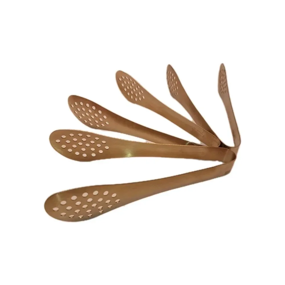 3-Pack Mini GOLD METAL Perforated Serving TONGS -Reusable. PARTY UTENSIL-SERVER.